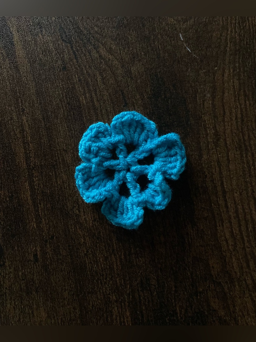 Bright Turquoise Crochet Flower Accent - Handcrafted Home Art
